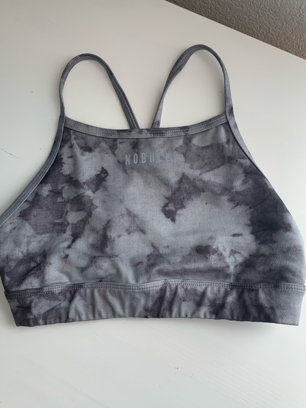 NOBULL Gray Tie-Dye High-Neck Sports Bra
